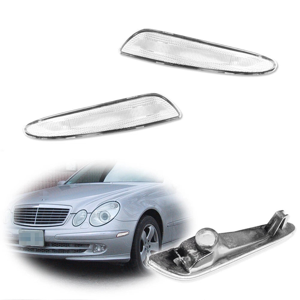 Clear Front Fender Side Marker Light Covers for Mercedes W211 E-Class (2003–2006)