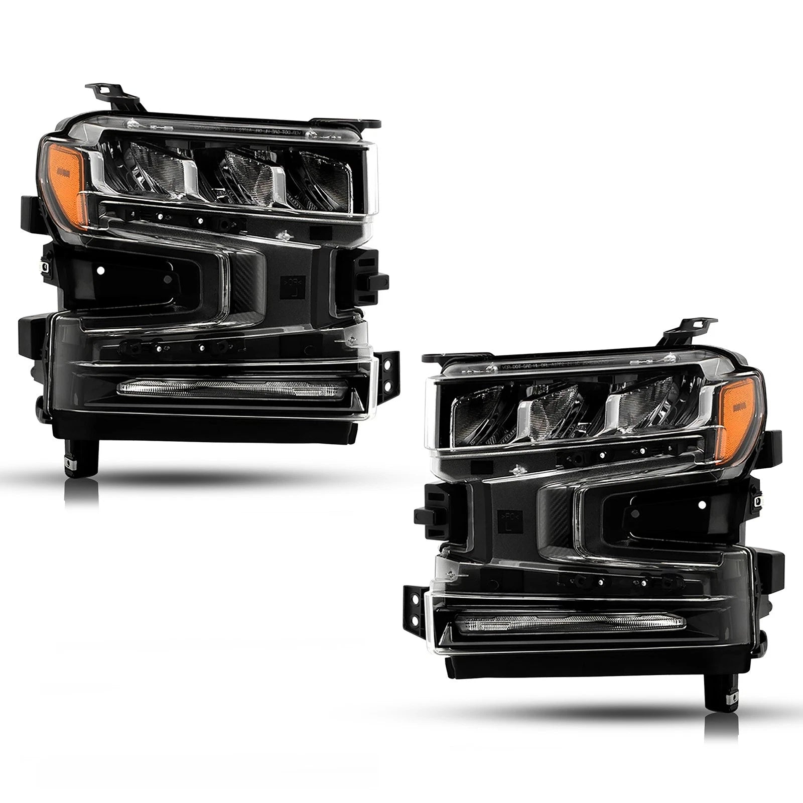 LED Headlight Set for Chevy Silverado 1500 (2019–2022) w/Halogen Signal
