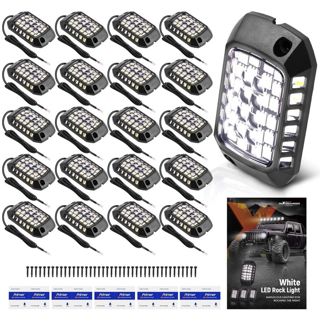 12x White LED Rock Lights for Offroad SUV
