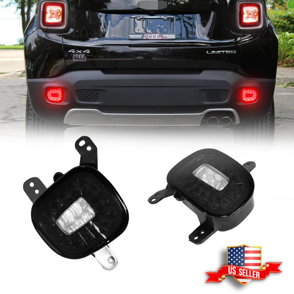 3D LED Smoke Rear Bumper Reflector for Jeep Renegade (2015–2022)
