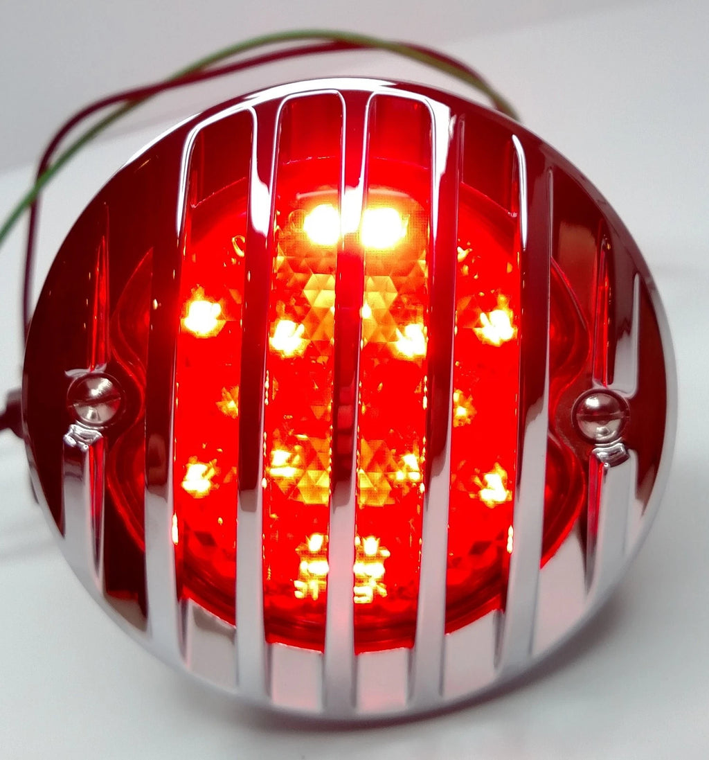 LED Tail Lights Chrome Bezel Set for 1933–1936 Ford Hot Rod Cars (12V)