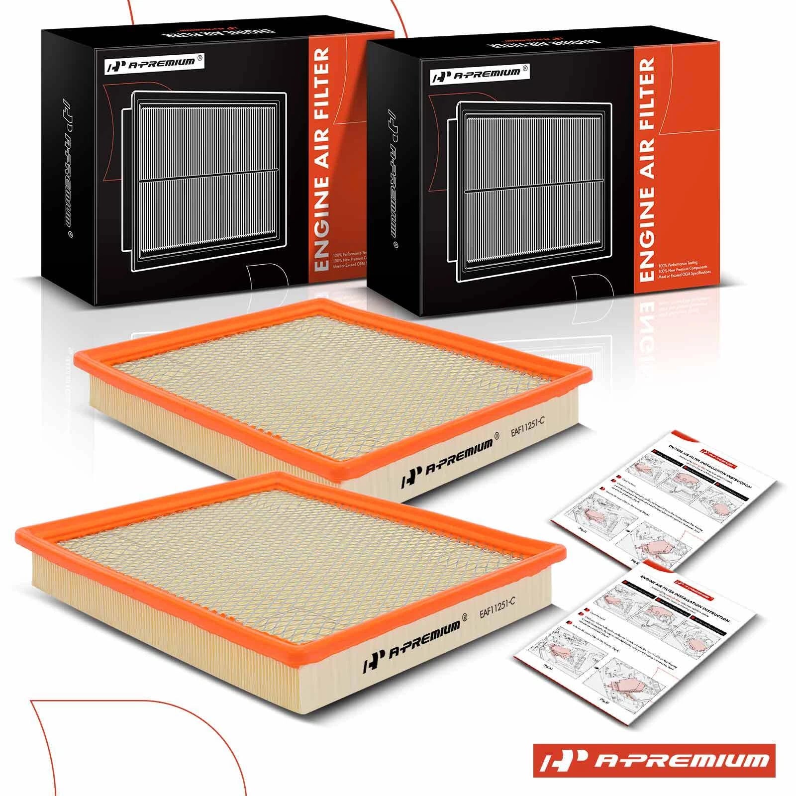 2X Engine Air Filter for Chevrolet Malibu (2013–2015) Impala (2014–2020)