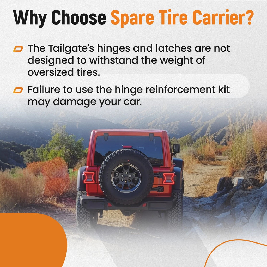 Spare Tire Carrier Tailgate Bracket Hinge for Jeep Wrangler JL (2018–2023)