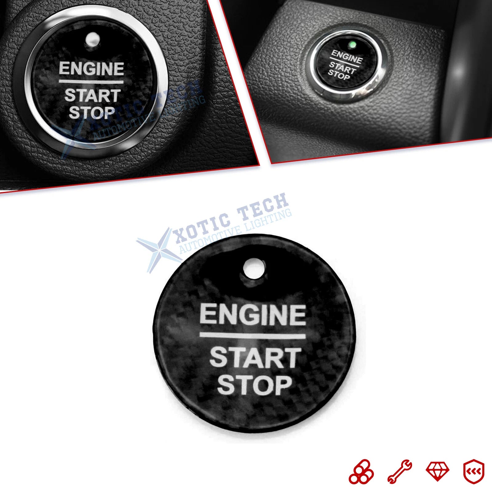 Ignition Push Start Button Decor Cover for Ford F-150 Raptor (2017–2020)
