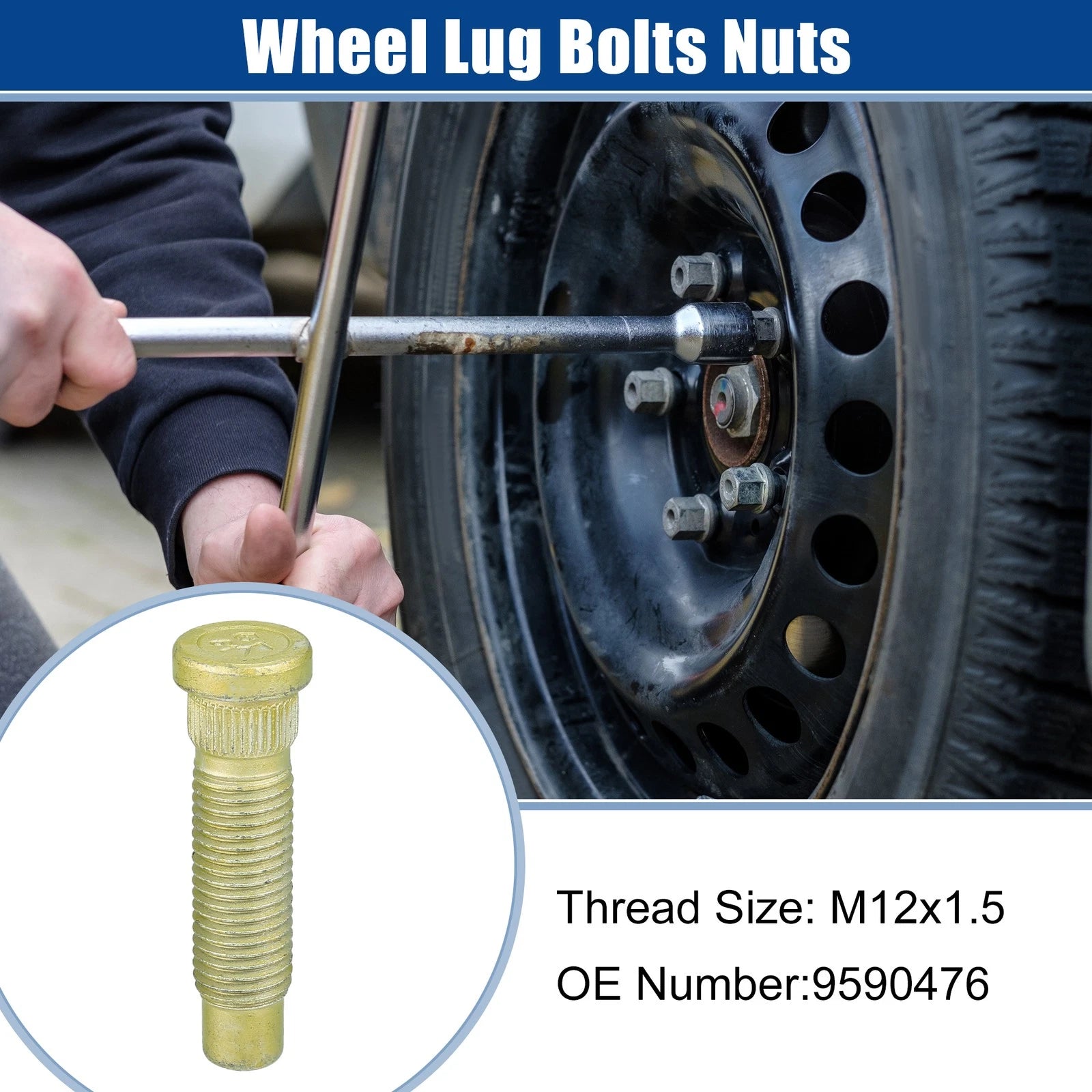 10 Pcs M12x1.5 Wheel Lug Bolts Nuts for Chevrolet (1997–2012) No. 9590476