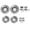 Akebono Euro Brake Kit Set of 4 Xtra Drilled Disc Rotors Pads for A4 Quattro (2002–2008)