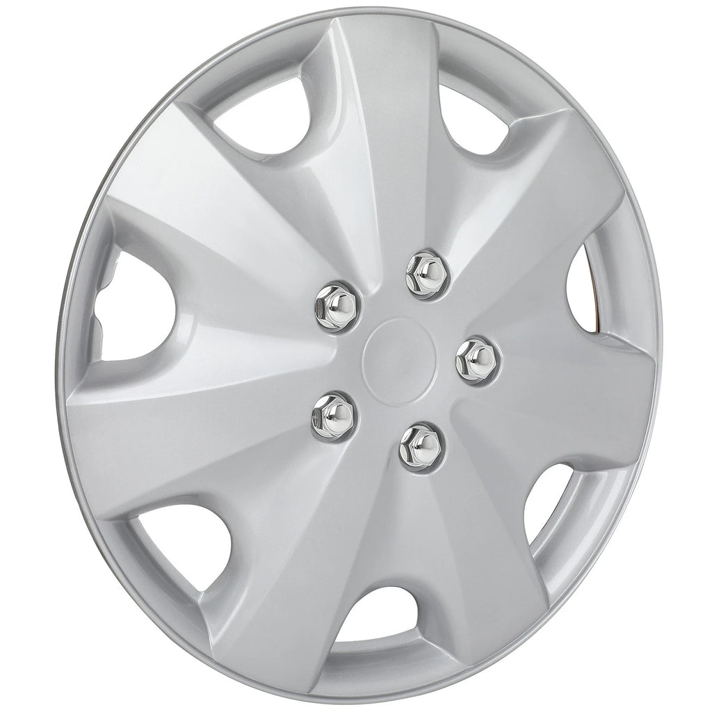Set of 4 16 Inch Silver Wheel Hub Caps for Universal Fit (16")