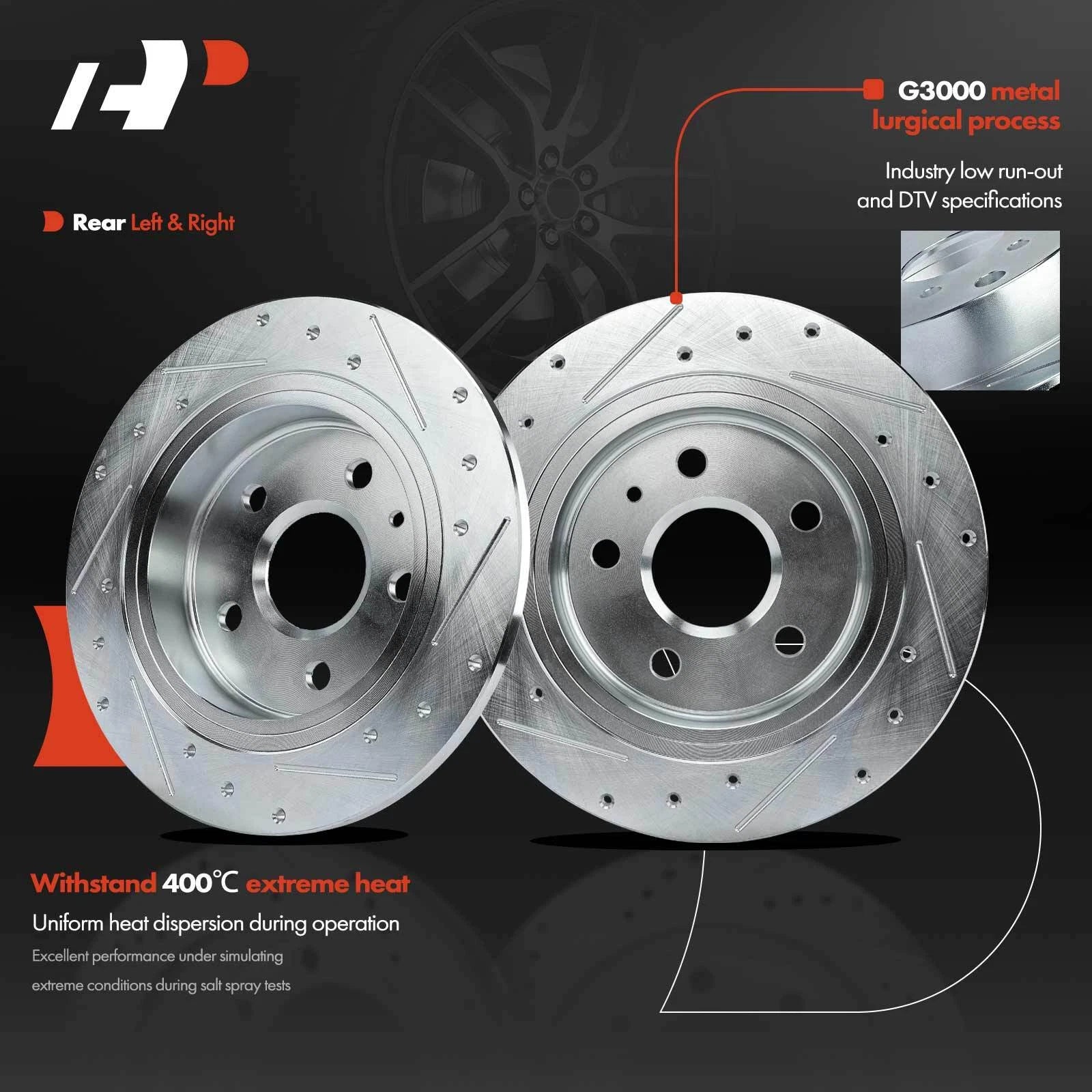 Drilled Brake Rotors & Ceramic Brake Pads for Chevrolet Malibu (2016â2023)