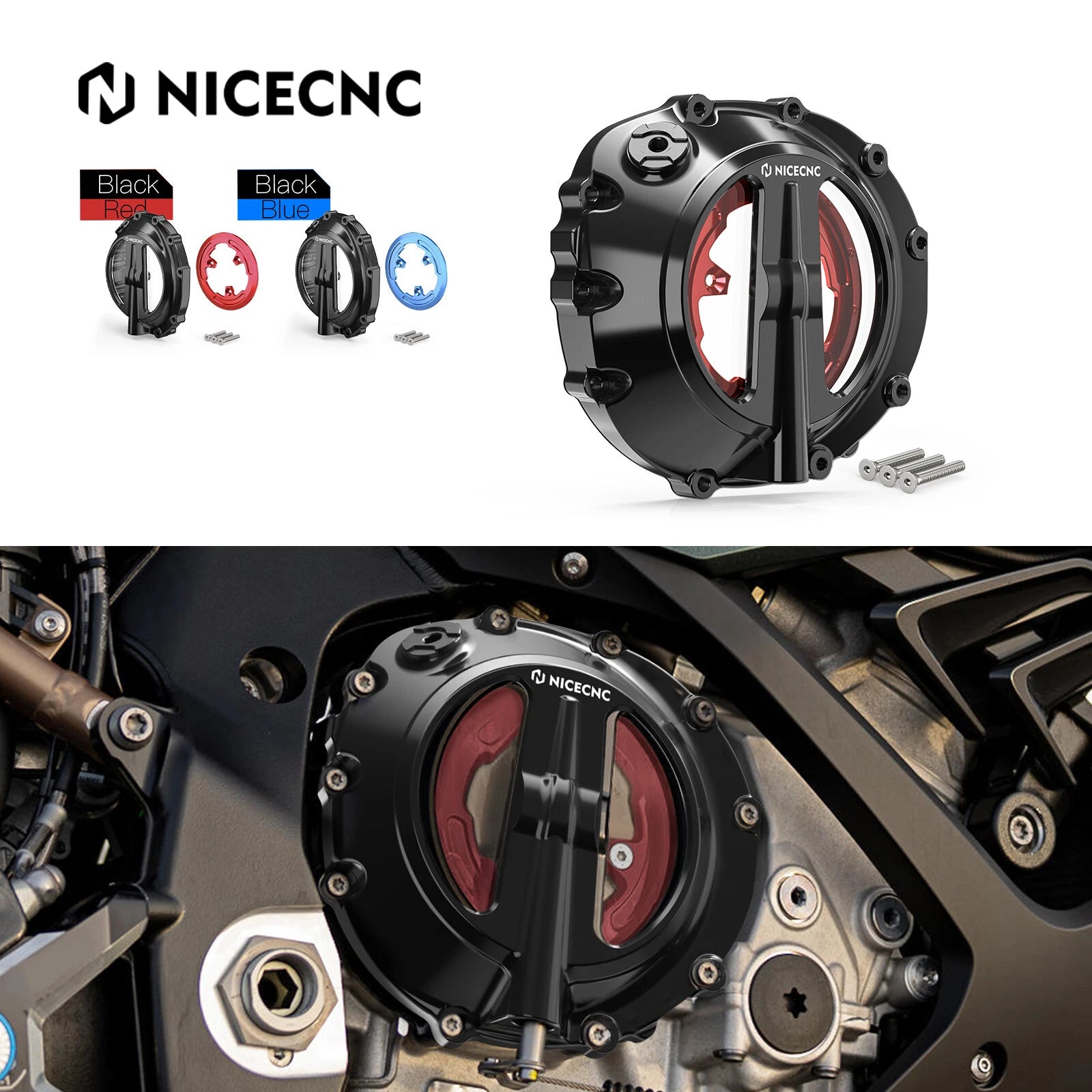 Aluminum Transparent Clutch Cover for BMW S1000RR (2019–2024), S1000XR, M1000RR (2021–2024)