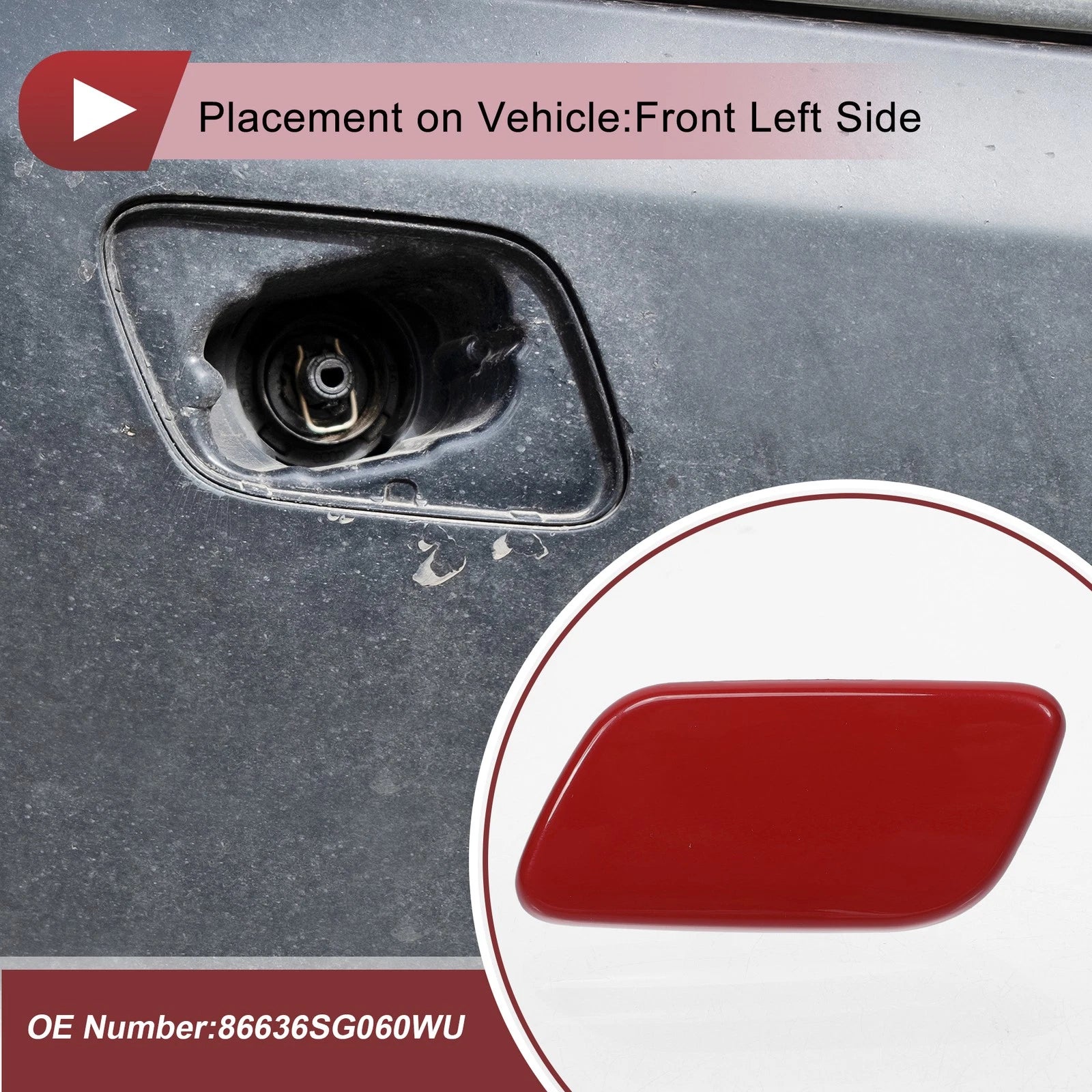 Front Left Washer Nozzle Cover Cap for Subaru Forester Sport (2013–2015) Red