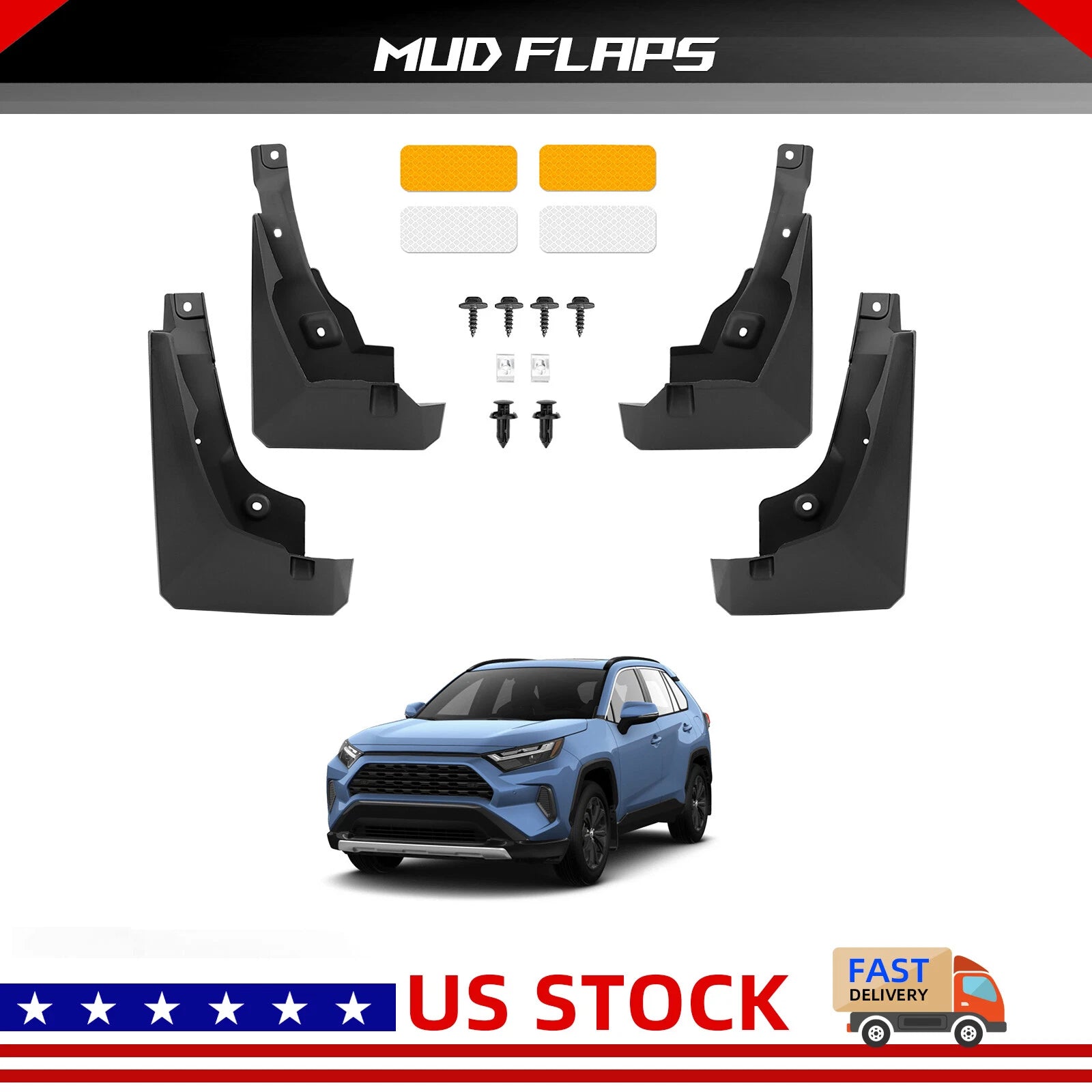 Set of 4 Mud Flaps Splash Guards for Toyota RAV4 (2019–2023)
