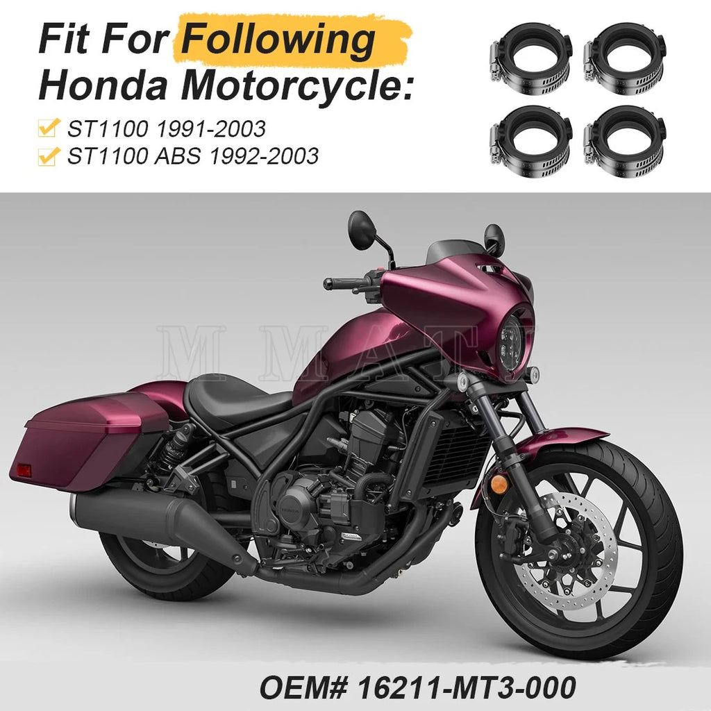 Set of 4 Intake Manifold Carb Boots for Honda ST1100 (1991–2003)