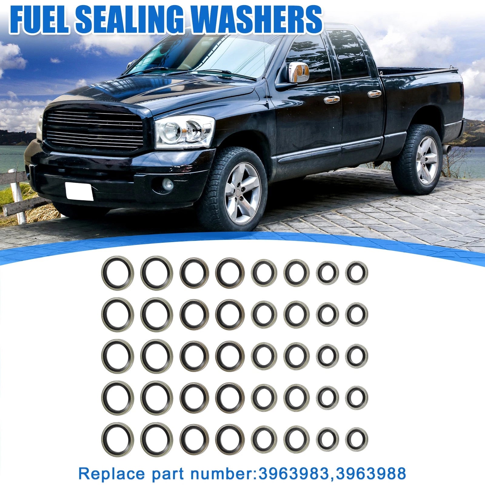 Set of 1 Car Fuel Sealing Washers No. 3963988/3963983 for Dodge 12V 24V 5.9L 6.7L