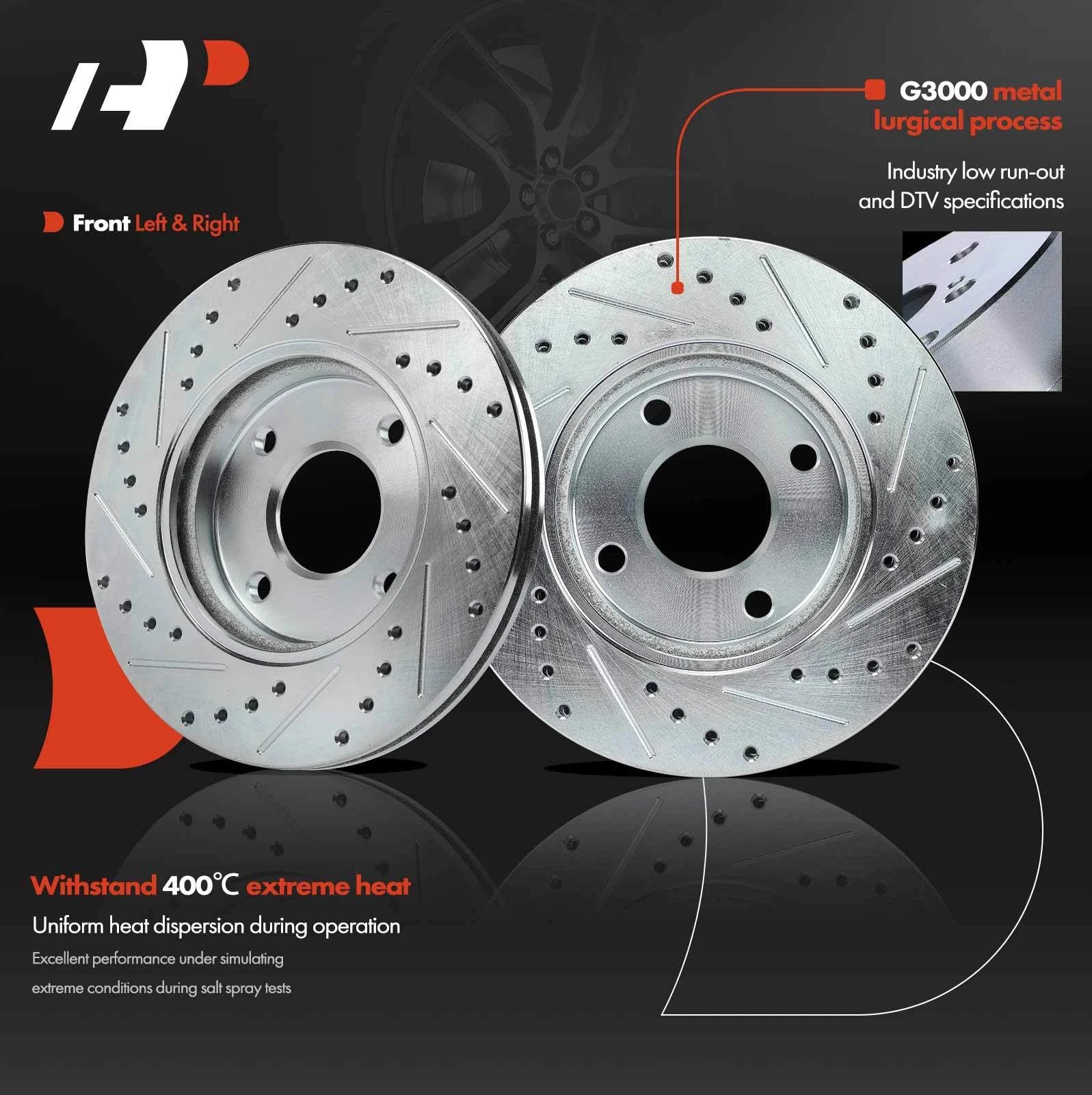 Front Side Drilled Brake Rotors for Ford Focus (2000-2004)