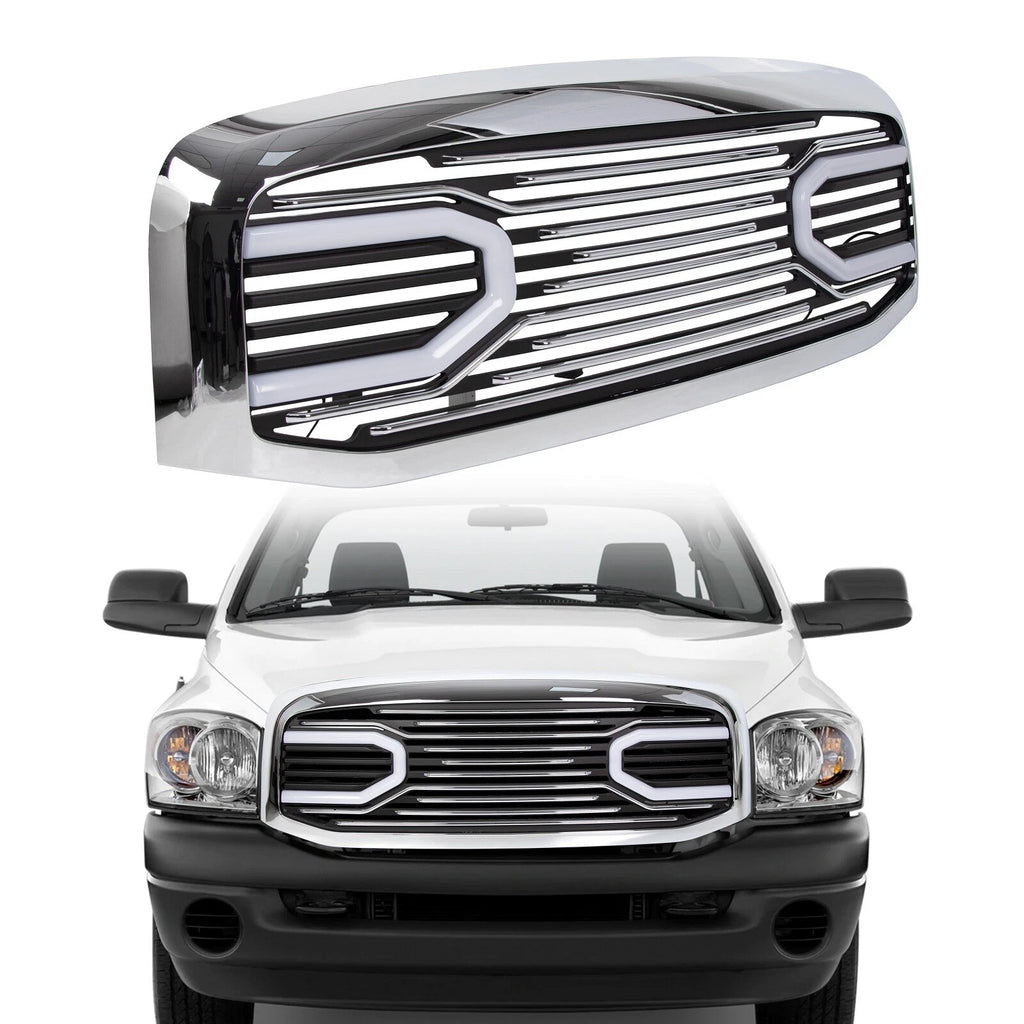 Chrome Grille Shell with Light for Dodge RAM 1500 2500 3500 (2006-2009)
