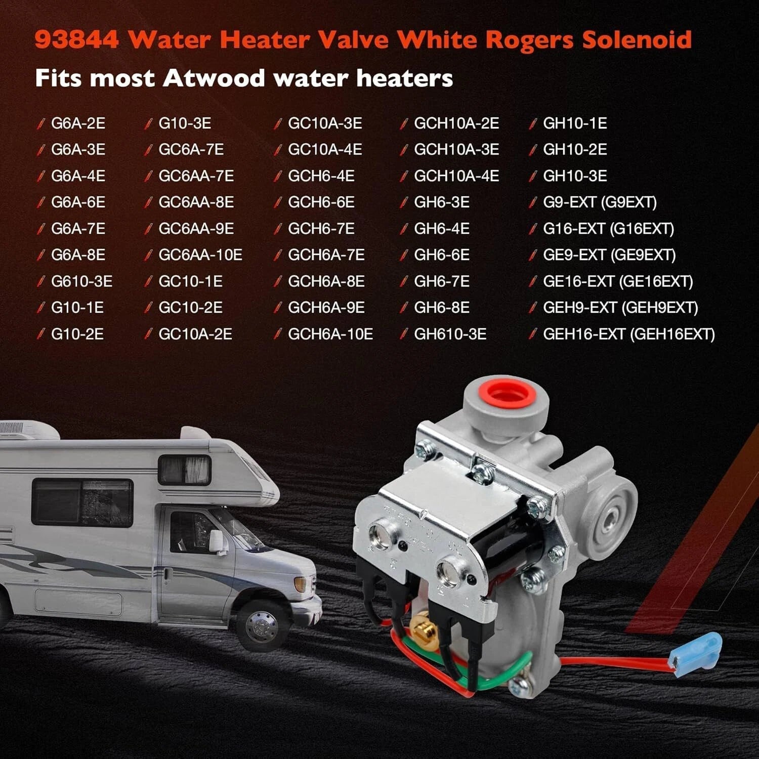 RV Water Heater Solenoid Gas Valve for Atwood 6 & 10 Gallon (93844, 93870, 93321)
