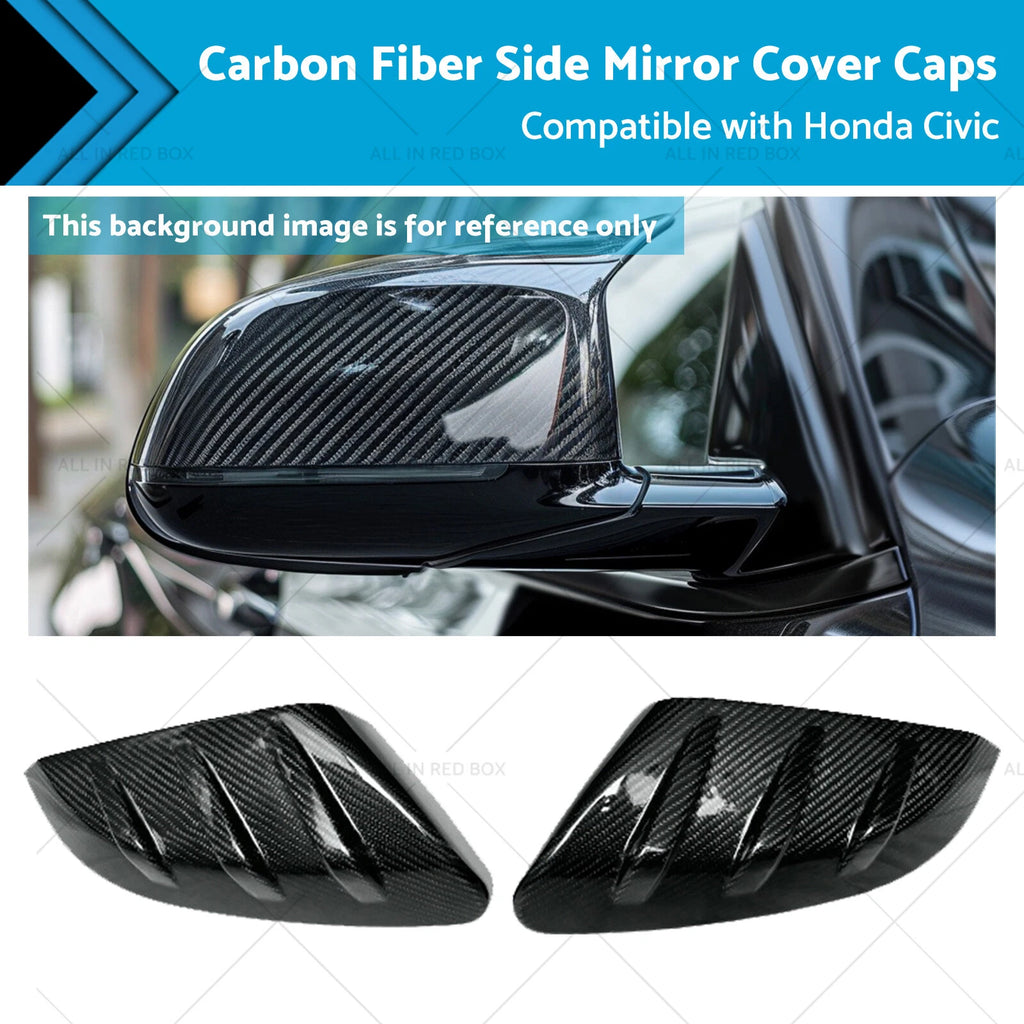 2X Carbon Fiber Side Mirror Cover Caps for Honda Civic (2016–2021)