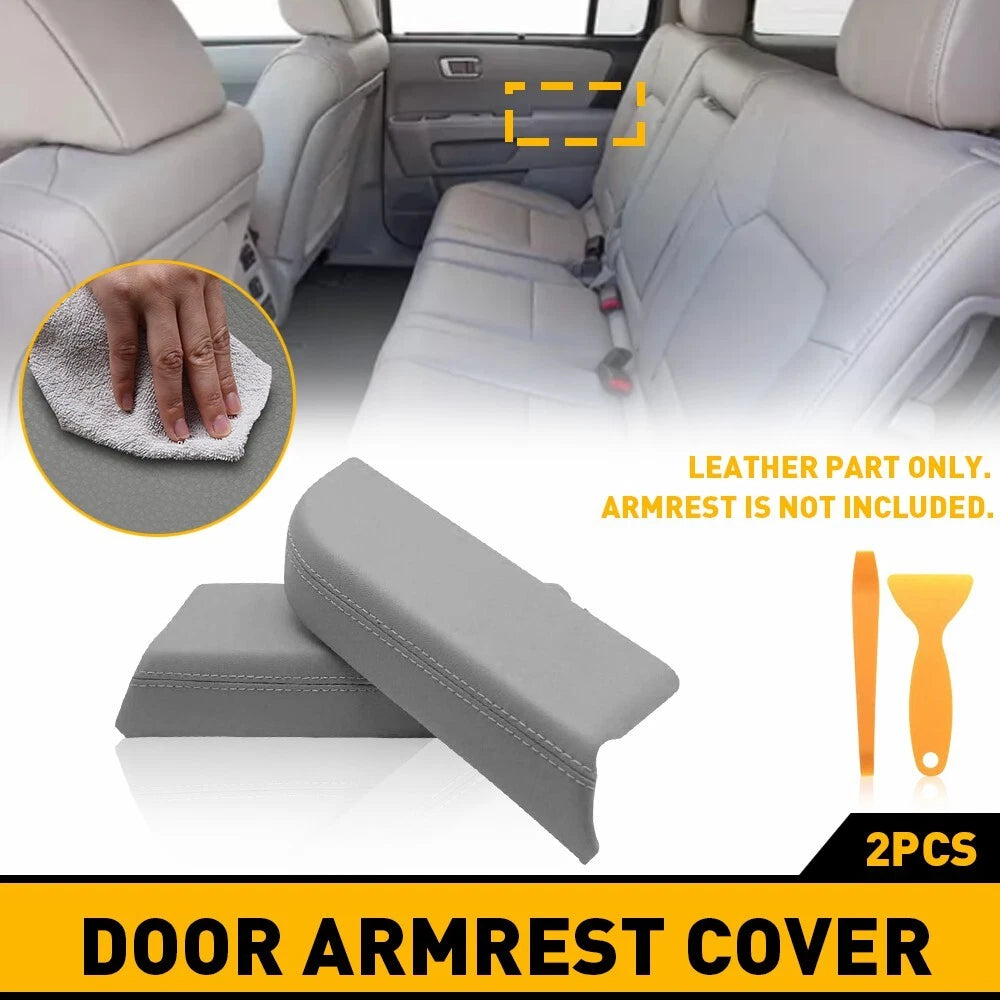 Set of 2 Leather Rear Door Panel Armrest Covers for Honda Pilot (2009-2015)