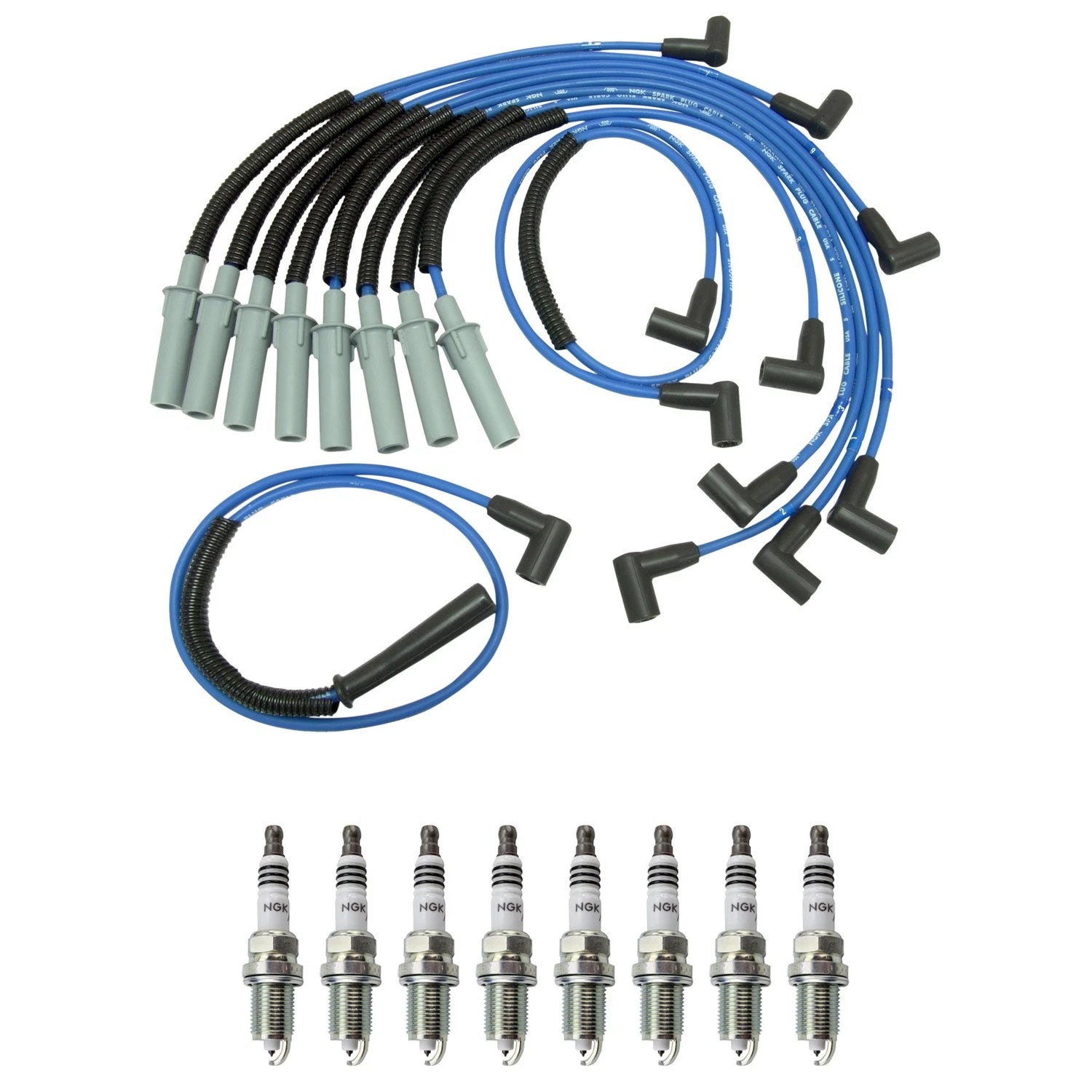 NGK 7mm Wire Set & 8 Iridium Spark Plugs for B1500 B3500 Ram 1500 3500 (1994–2001)
