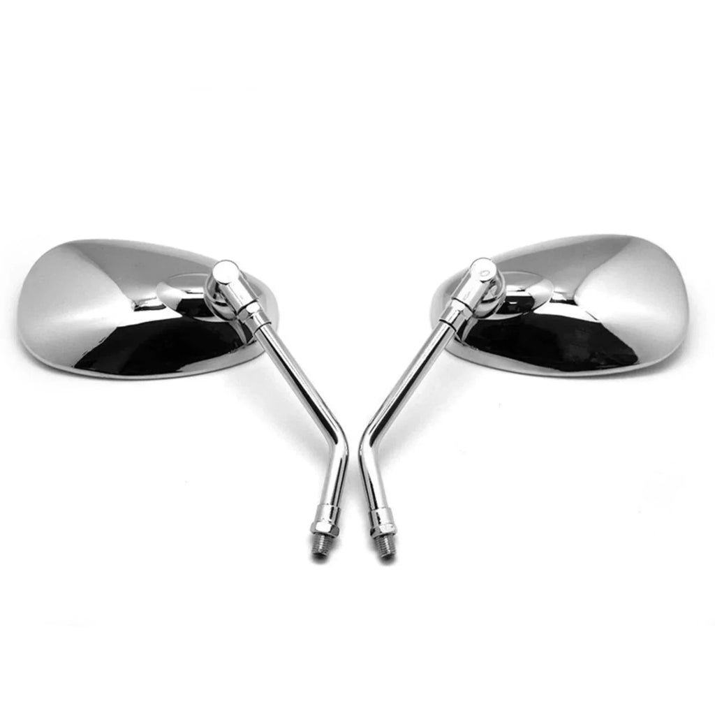 Chrome Oval Side Rearview Mirrors for Honda Cruiser Chopper 10mm