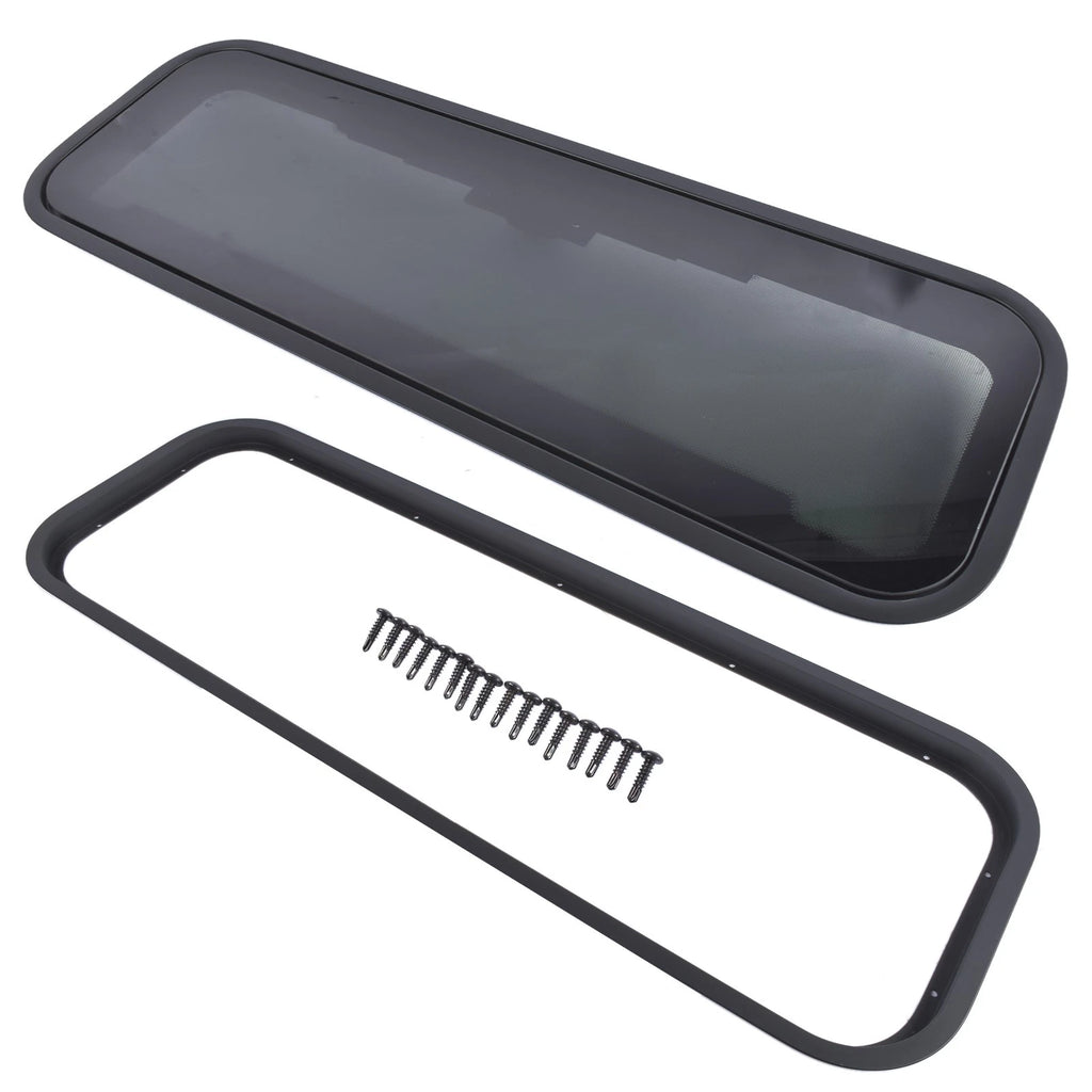 Tinted RV Window & Net Screen with Trim Ring for 2" Thick Wall (Fits 33.5"W x 10.5"H)