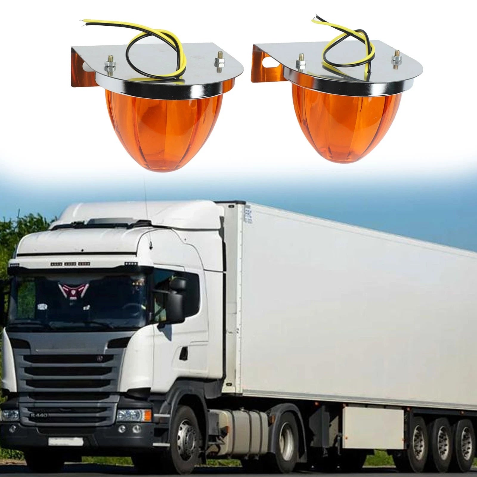 2X LED Star Watermelon Marker Lights with Brackets for Truck