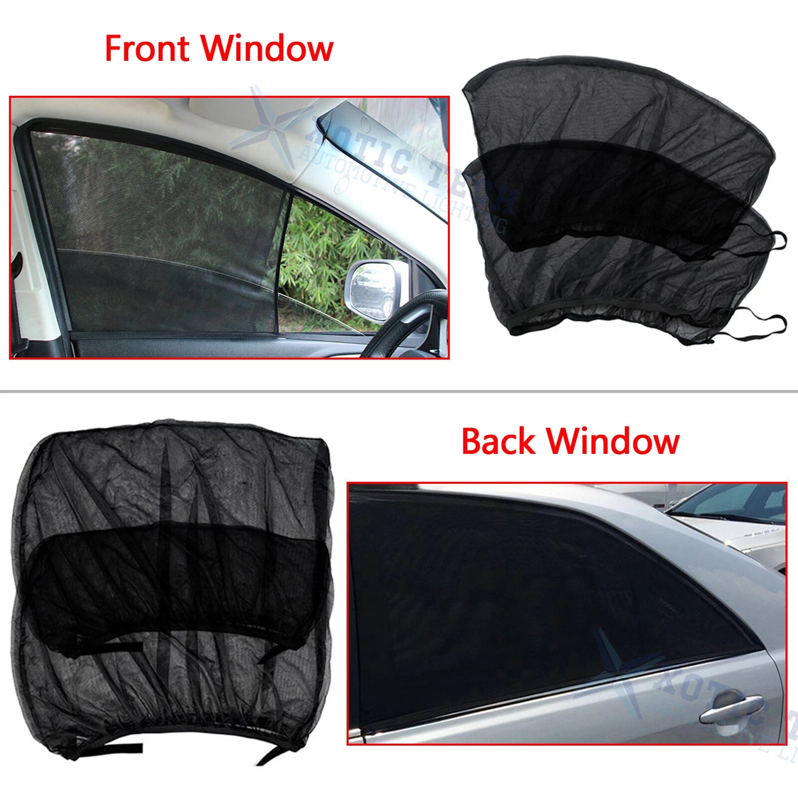 Car Side Window Sun Shade Mesh Cover for 4 Seats (2017-2020)