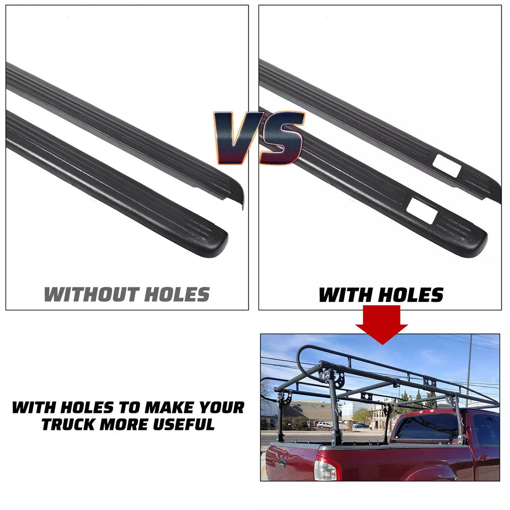Black Bed Rail Caps for Chevy Silverado/GMC Sierra 1999–2006 6'6" Bed 7201151
