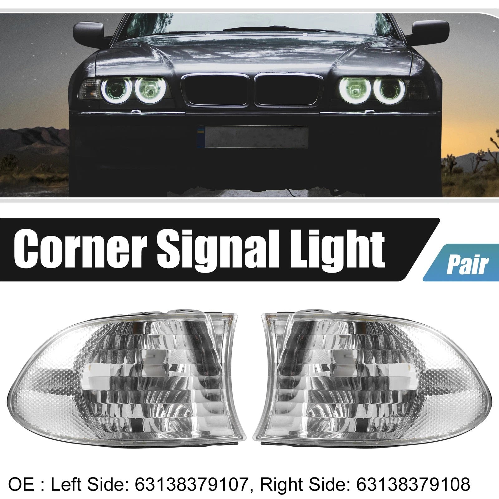 Pair Clear Turn Signal Light for BMW E38 7 Series (1999–2001)