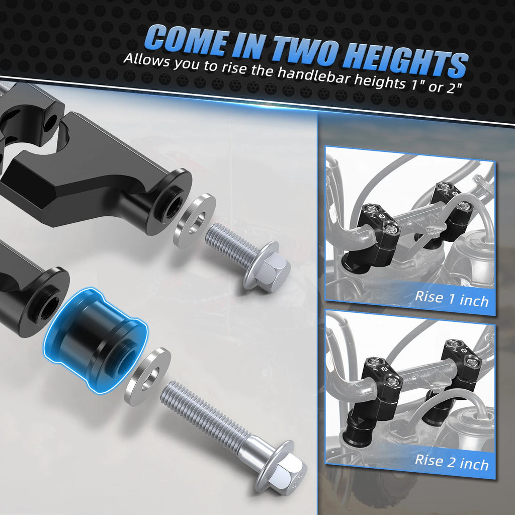 1" or 2" Handlebar Riser Clamps for Honda TRX450R/TRX450ER (2006–2014) Black
