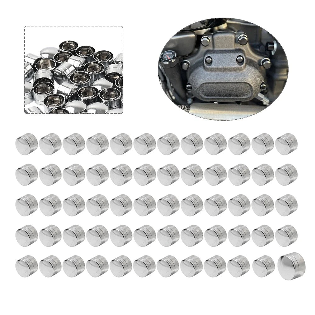 60X Engine Screw Cap Bolt Cover Kit for Harley Touring Road Street Glide (2014–2023) Chrome