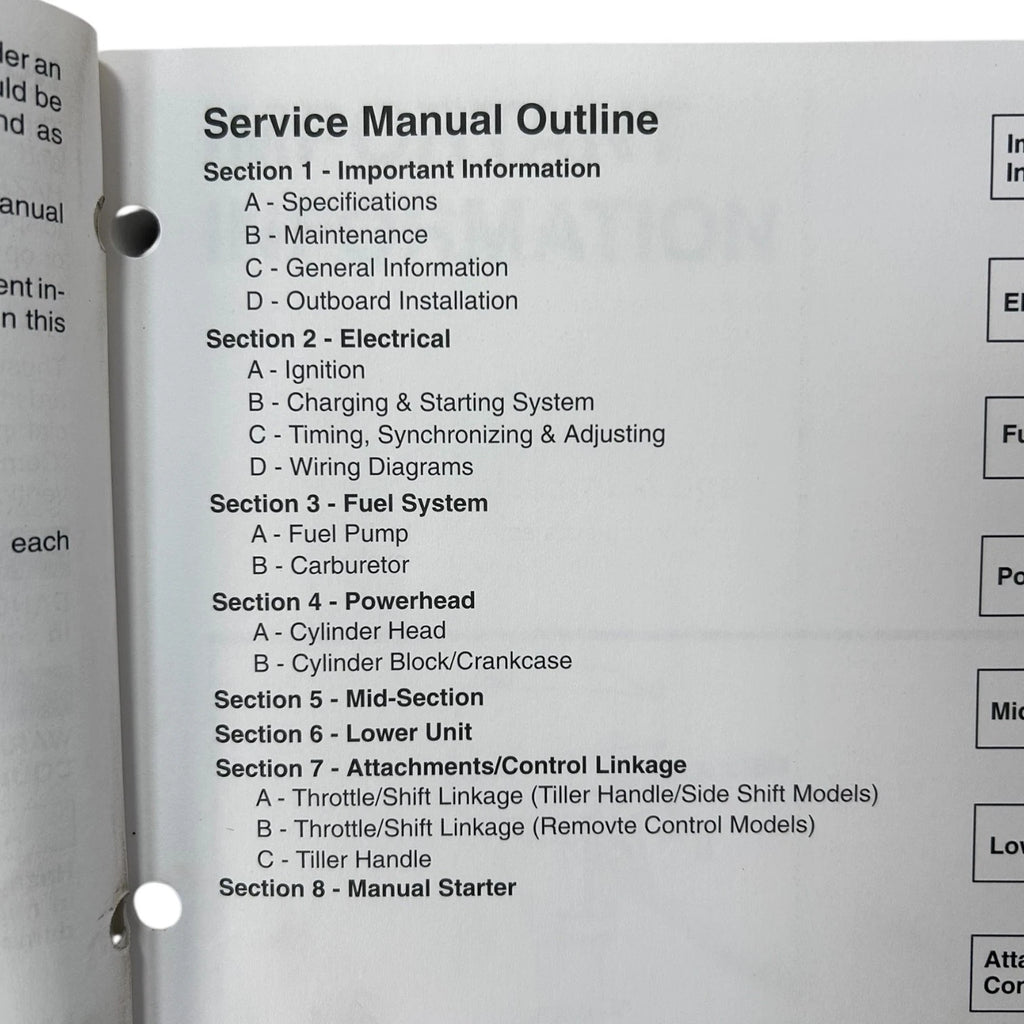 Service Manual for Mercury 90-827857R1, Mariner 8/9.9 (4 Stroke) (1990–1999)