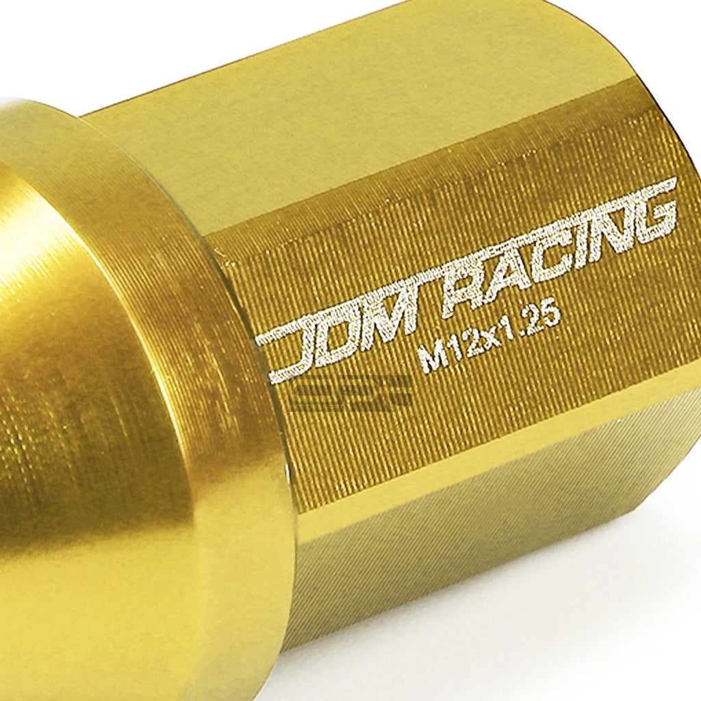 20 PCS Closed End M12x1.25 35mm Tall Gold Aluminum Lug Nuts for JDM Vehicles