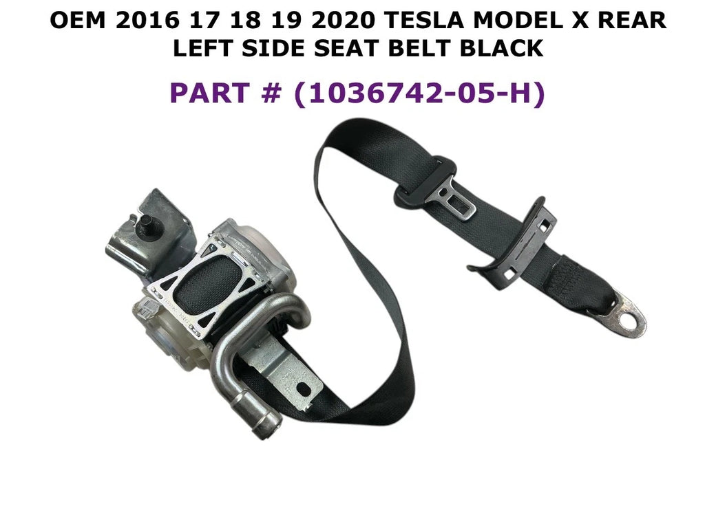 Rear Left Side Seat Belt for Tesla Model X (2016–2020) 1036742-05-H, Black