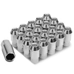Set of 4 Open End M12x1.5 44mm Tall Silver Aluminum JDM Rim Lug Nuts