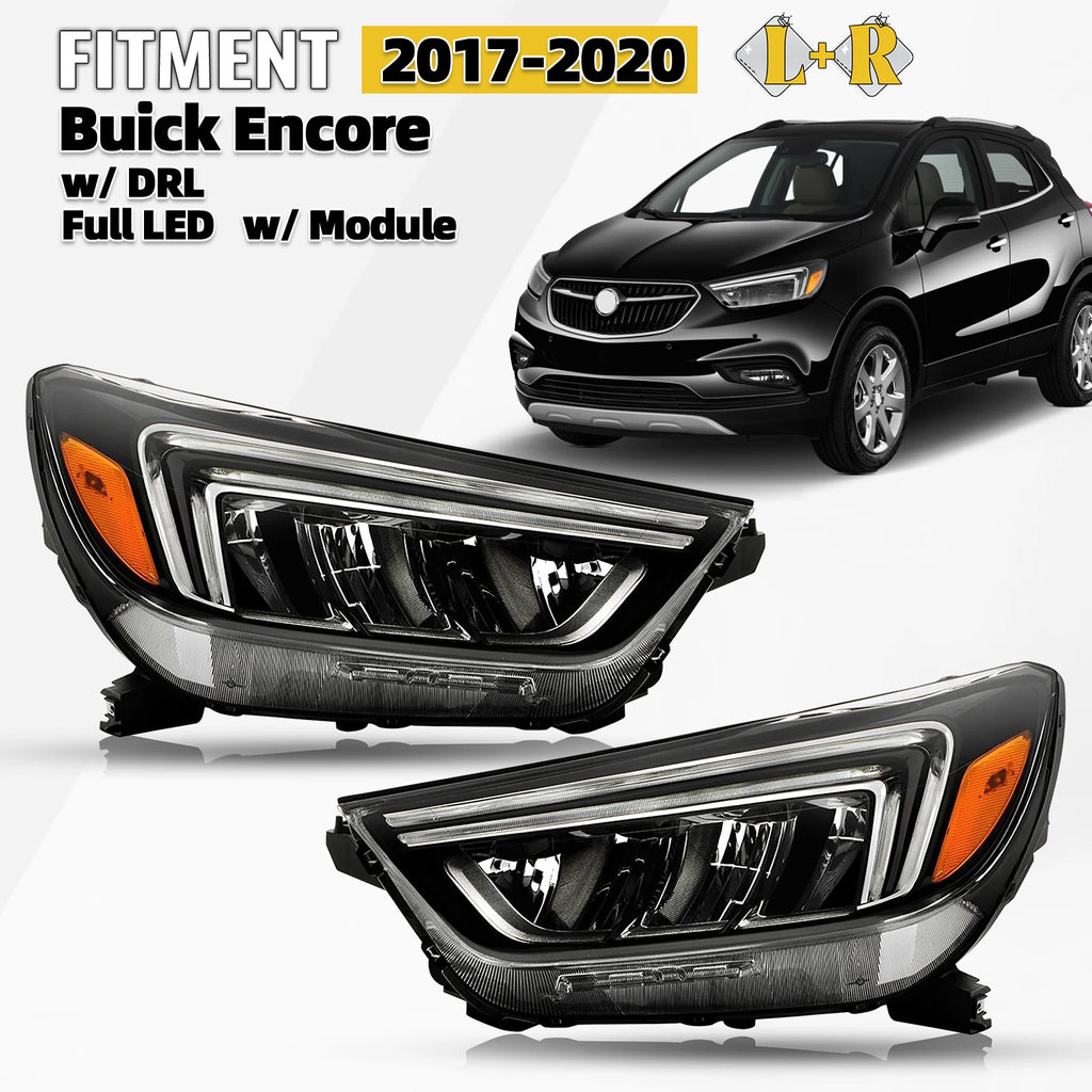 Full LED Headlight Set for Buick Encore (2017–2020) w/DRL & Module