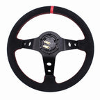 350mm Deep Dished Suede Steering Wheel & Quick Release Hub Kit for Universal