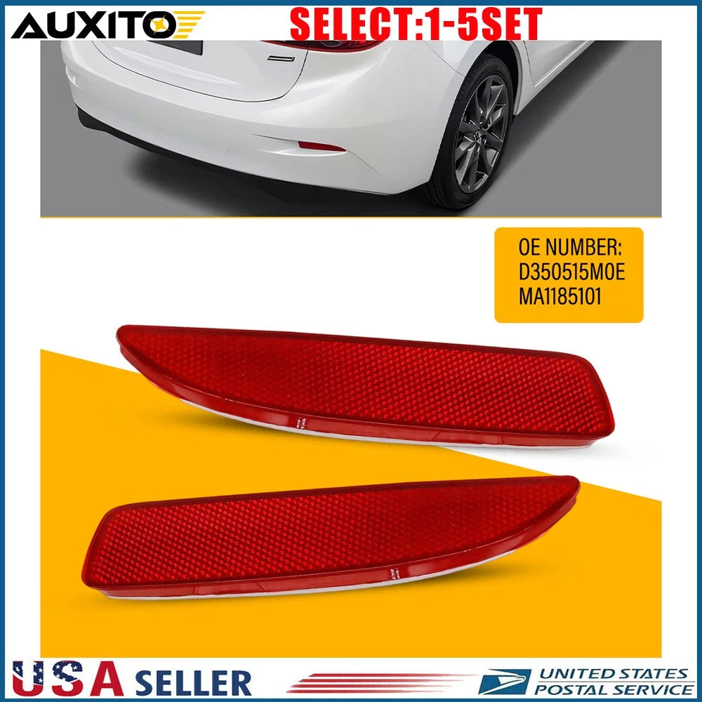 Set of 2 Red Rear Bumper Reflectors for Mazda 3 6 (2014–2018)