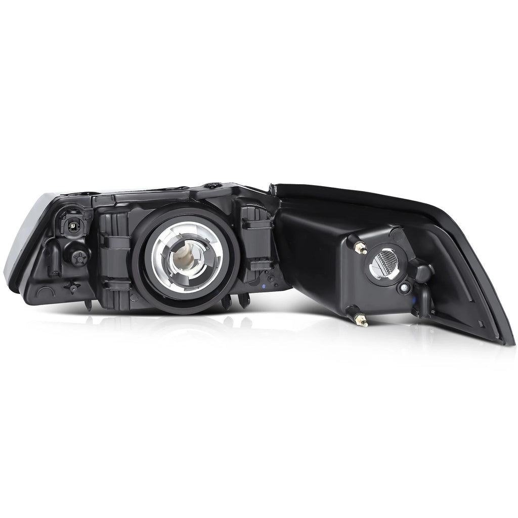Headlight Assembly Lamps Pair for Ford Mustang (1999-2004) Black Housing Clear Lens