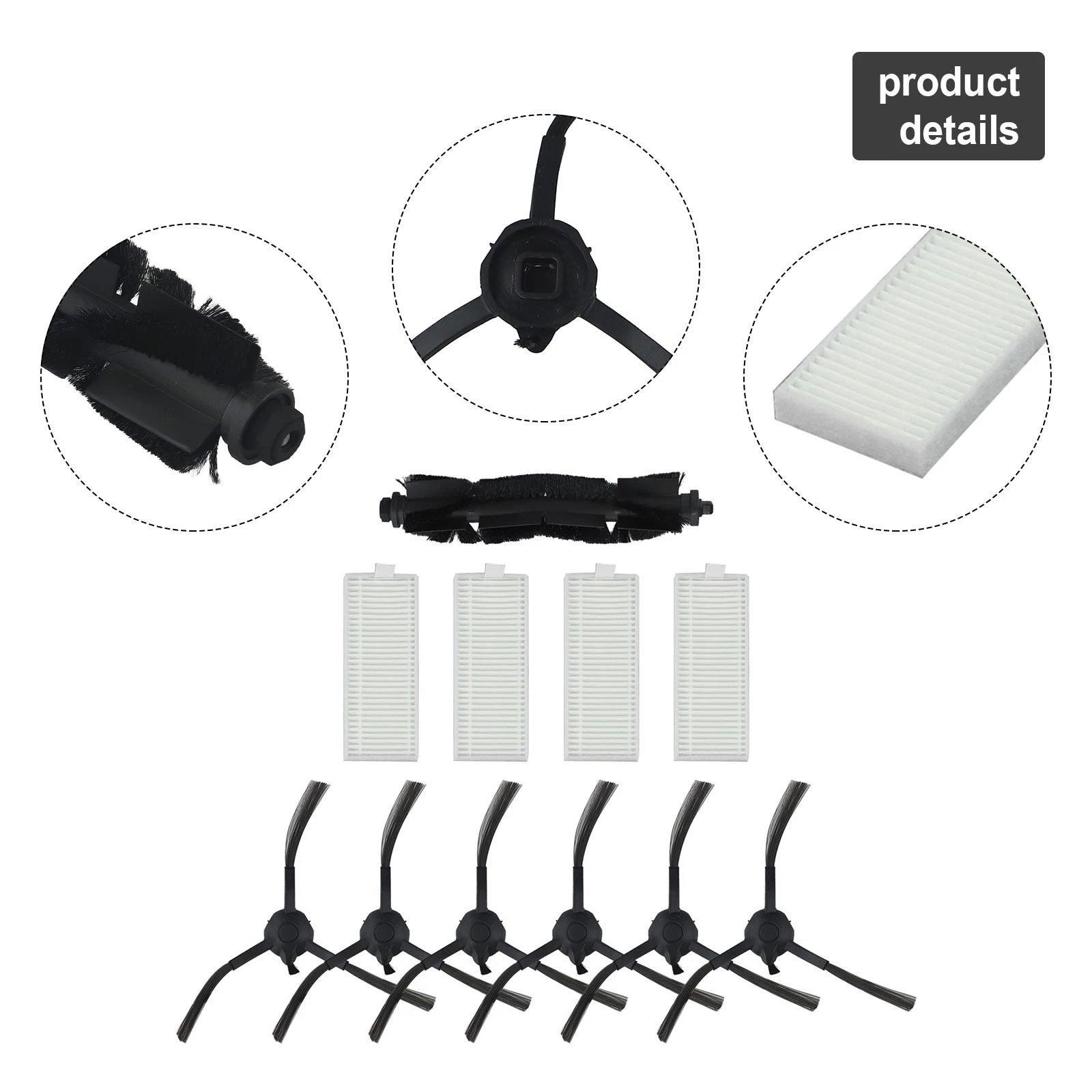 Complete Set of Main Roller Side Brush Filter for Botslab S8 Plus (2021–2023)