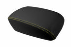 Leather Console Lid Armrest Cover for Ford Focus (2012–2018) Black Yellow Stitch