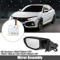 3 Pin Left Side Exterior Door Mirror Assembly Black for Honda Civic (2016-2021)