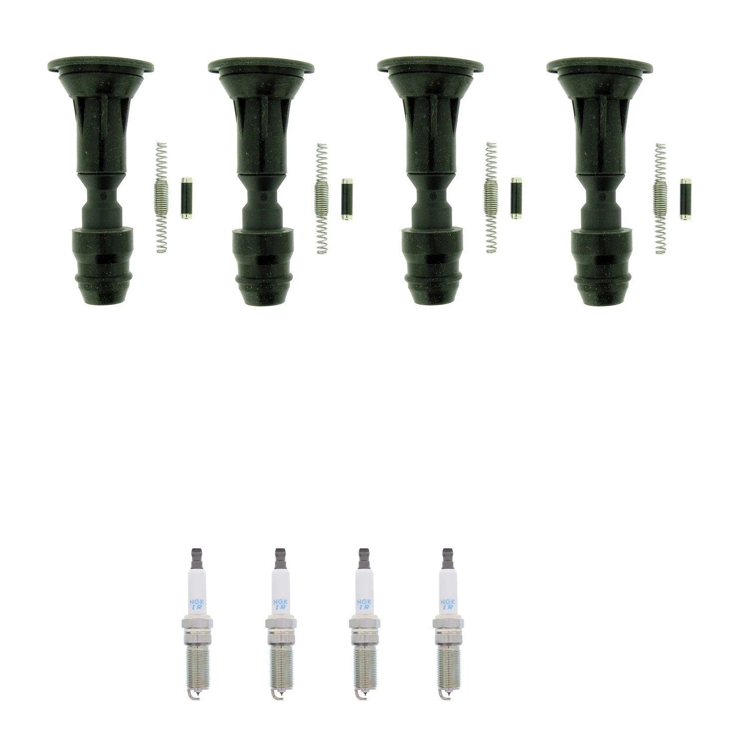 Set of 4 NGK Laser Iridium Spark Plugs & Coil Boots for Cobalt Malibu HHR G5 Vue