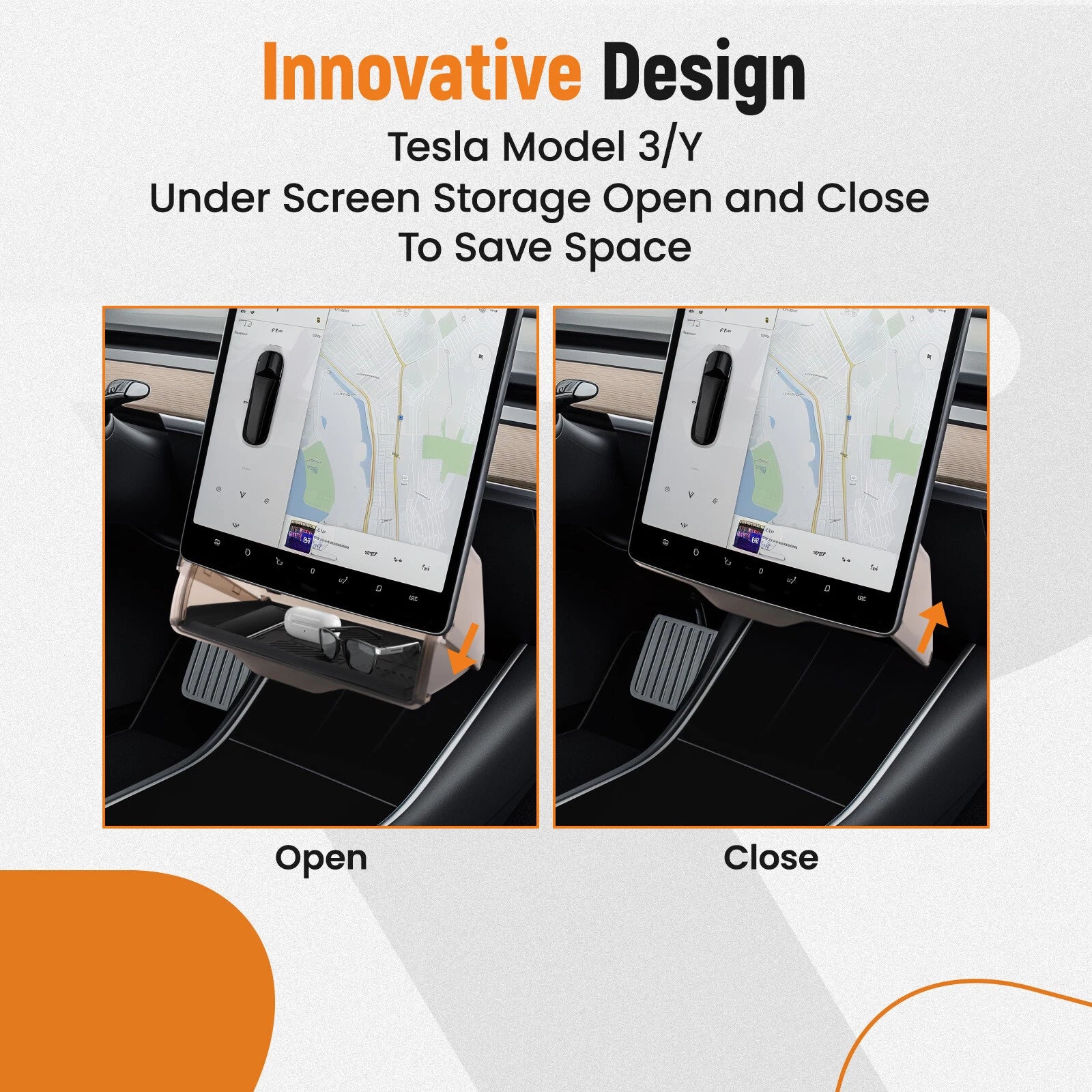Under Screen Storage Box Organizer for Tesla Model Y/3 (2021-2024)