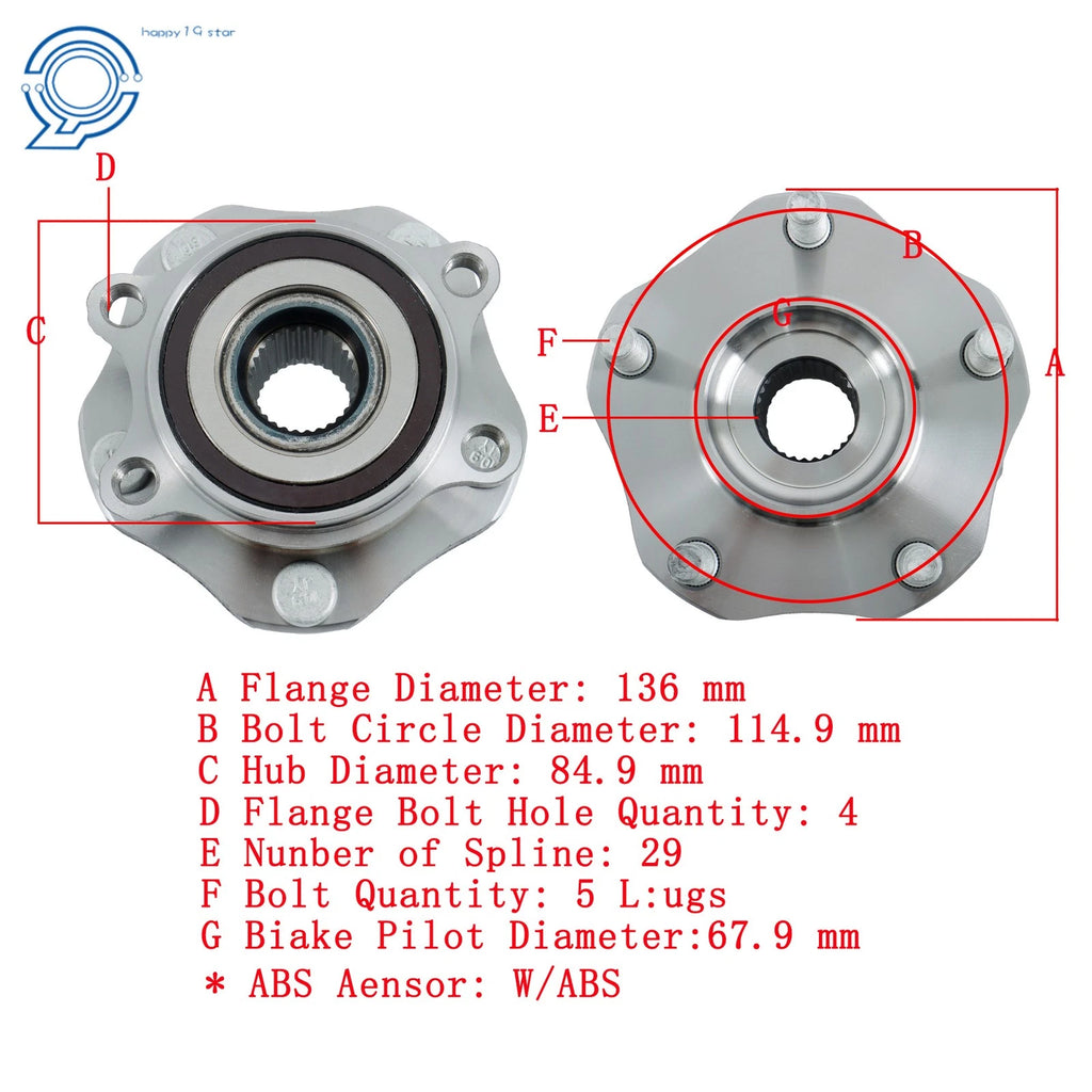 Front Wheel Hub Bearing for Nissan Qashqai Rogue Rogue Sport (2014–2023)