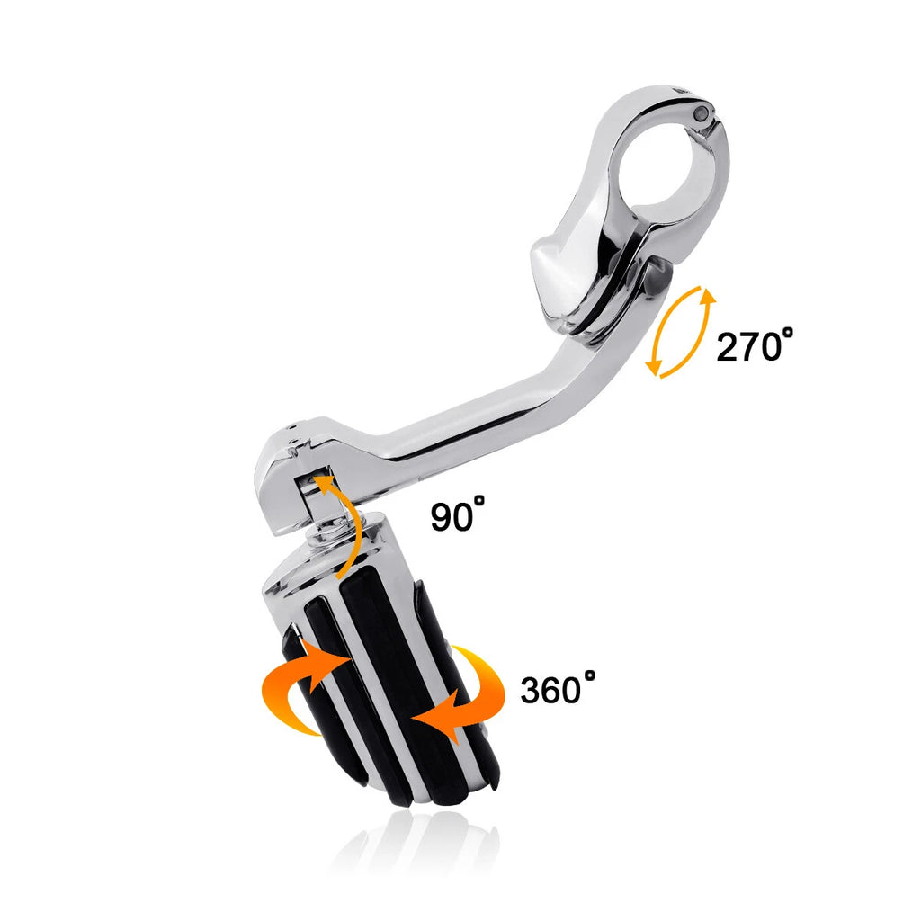 Long Highway Foot Pegs for Harley Electra, Road King, Street Glide (1-1/4" Bars)