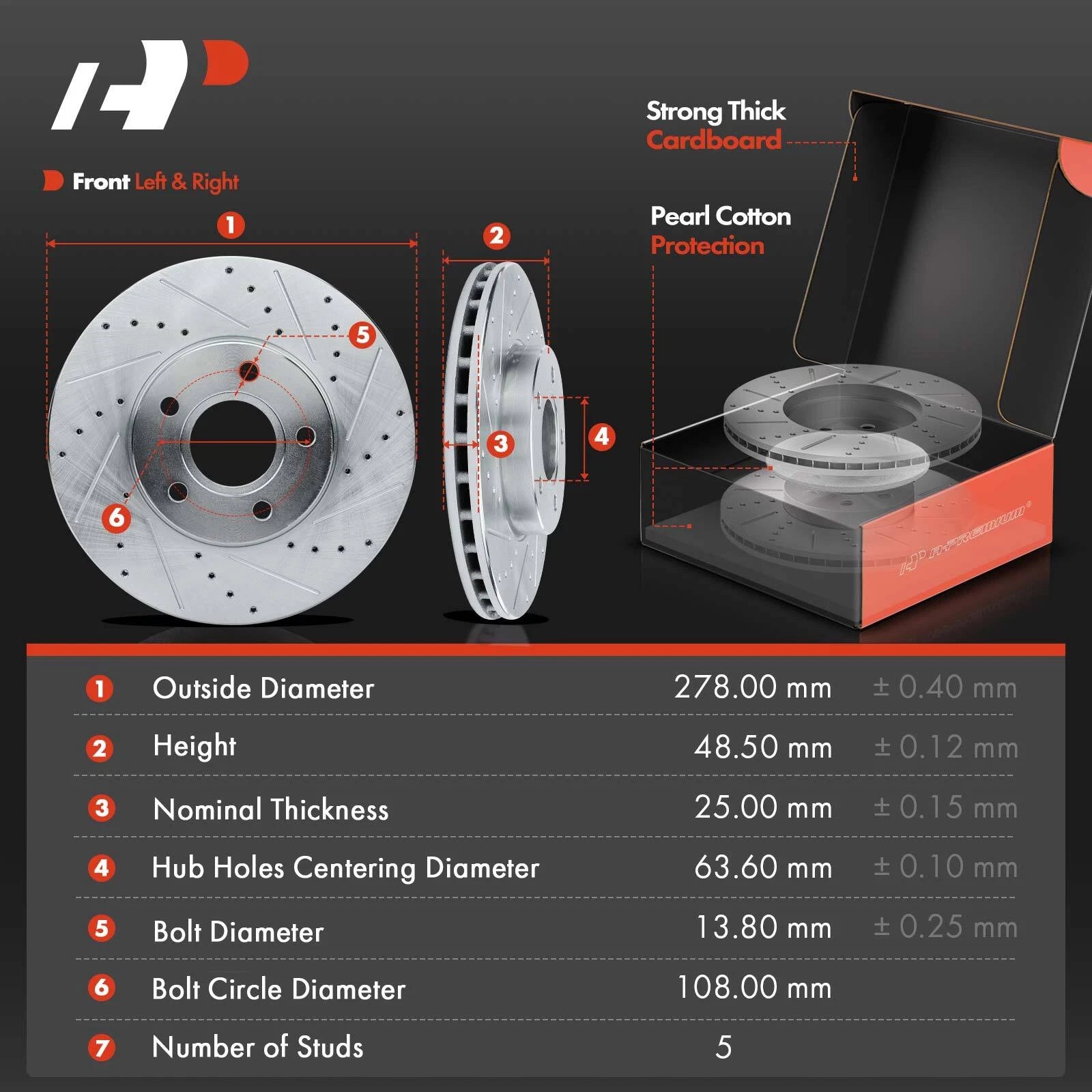 Drilled and Slotted Brake Rotors & Pads for Ford Focus, Volvo C30
