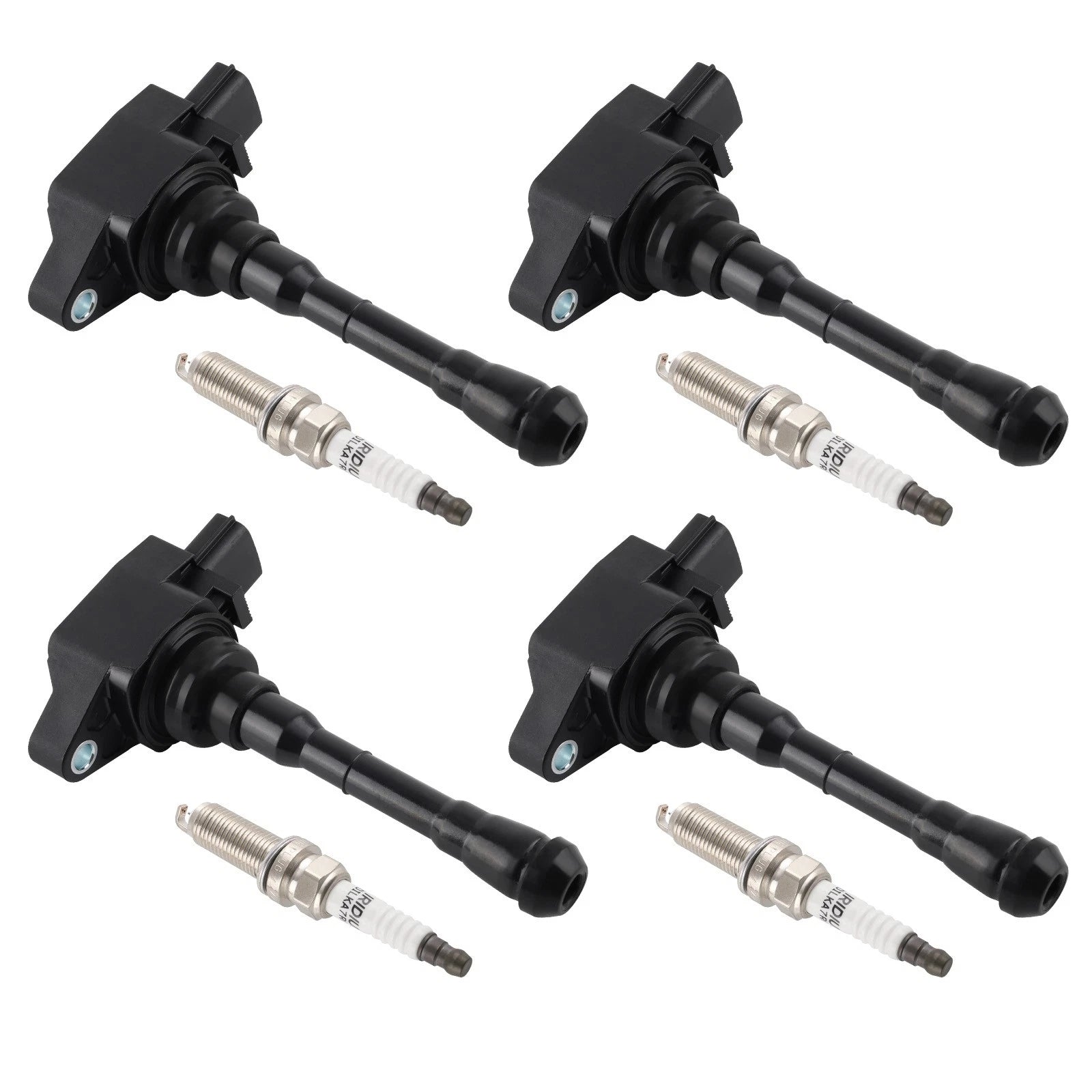 Pack of 4 Ignition Coils + Spark Plugs for Nissan Juke 1.6L L4 (2011–2017) UF659 91215