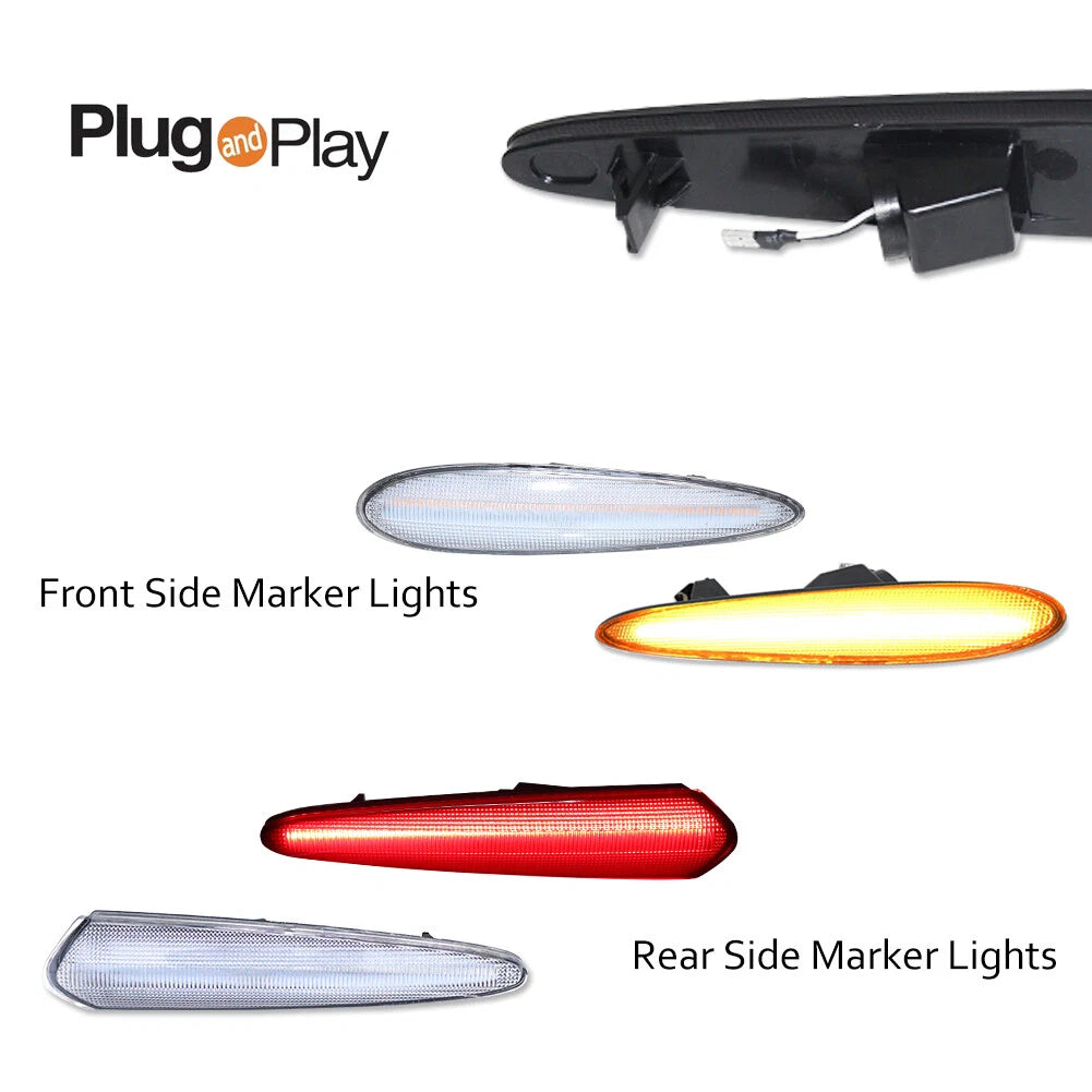 Set of 4 Clear Amber Red LED Side Marker Lamps for Nissan Maxima (2000–2003)