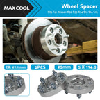 2X 25mm Wheel Spacers 5x114.3 12x1.25 CB=67.1mm for Nissan R32 R33 (1989–1998)